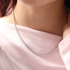 2.2 mm Round Brilliant Lab Diamond 4-prong Basket Tennis Necklace - Fiorese Day - MMR