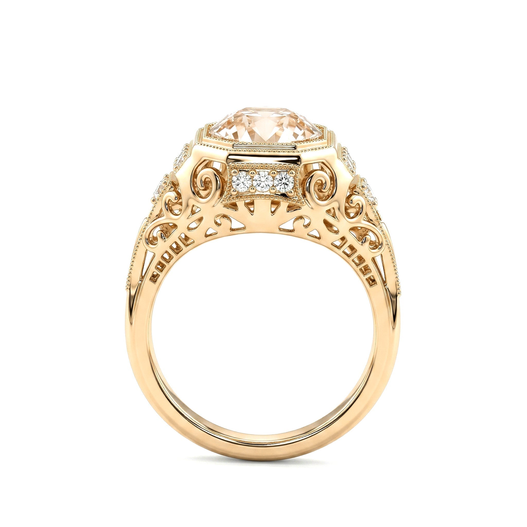 2.29CT Old European Cut Lab Diamond Art Deco Octagonal Bezel Ring - MMR