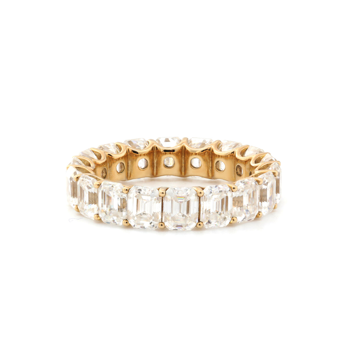 10K Yellow Gold Emerald Cut Moissanite Eternity Ring(US8 Unresizable)