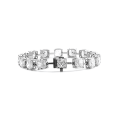 24 CT TW Cushion Cut Lab Diamond 4 - Claw Prong Basket Station Bracelet - MMR