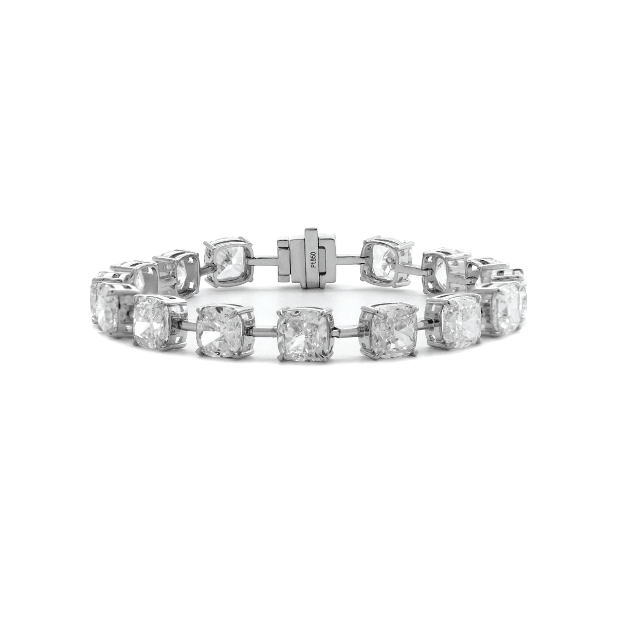 24 CT TW Cushion Cut Lab Diamond 4 - Claw Prong Basket Station Bracelet - MMR