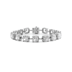 24 CT TW Cushion Cut Lab Diamond 4 - Claw Prong Basket Station Bracelet - MMR