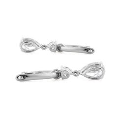 2.5 ct tw Pear Cut and Round Cut Lab Diamond Three Prong Basket Hoop Earrings - MMR