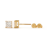 18K Yellow Gold Princes Cut Lab diamond Stud Earrings