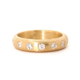18K Yellow Gold Old European Cut Lab Diamond Matte Brushed Ring