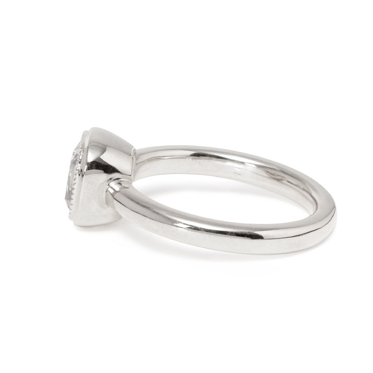 Cherished Moments 18K Yellow Gold 1.5ct Old Mine Cut Antique Lab Diamond Milligrain Bezel Solitaire Ring 14K White Gold