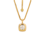 18K Yellow Gold 4ct Old Mine Cut Lab Diamond Flat-topped Stepped Pyramid Pendant Necklace