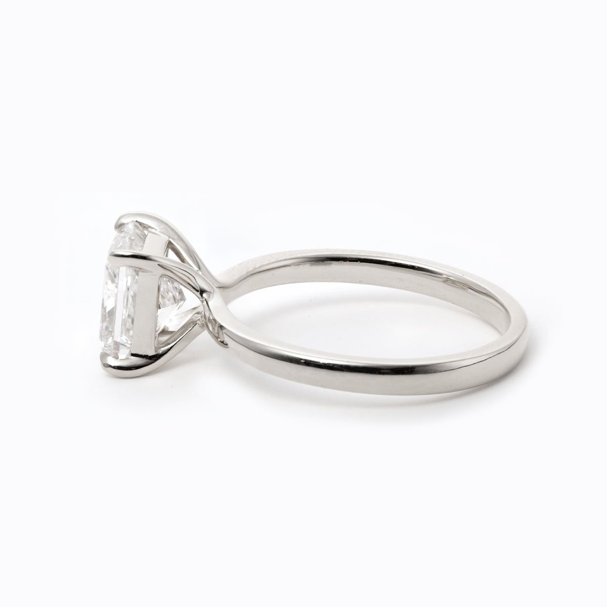 18K Yellow Gold 2ct Princess Cut Lab Diamond 4 Claw Prong Basket Setting Solitaire Ring 18K White Gold