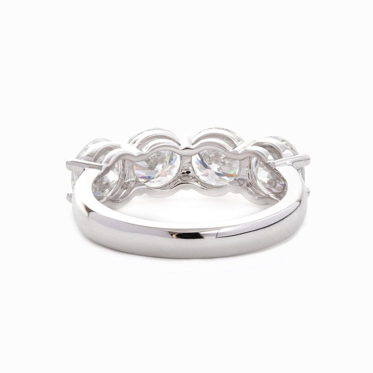 14K White Gold Gothic Wedding Rings – 4ct Moissanite 4-Stone Design