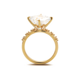 18K Yellow Gold 3.5ct Princess Cut Lab Diamond Vintage Ring with Marquise Cut and Round Lab Diamond Side-stones