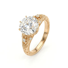 14K Yellow Gold 2.55ct Old European Cut Lab Diamond Vintage Ring