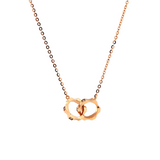 14K Rose Gold Toi et Moi Wheel Gear Pendant Necklace with Round Lab Dimaond