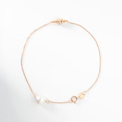 18K Yellow Gold Freshwater Pearl Chain Bracelet
