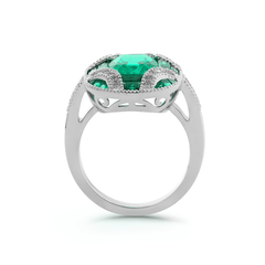 Lab Columbian Emerald Vintage Ring