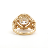 14K Yellow Gold 3ct Old European Cut Lab Diamond Millegrain Bezel Vintage Engraved Ring - Art Deco Style