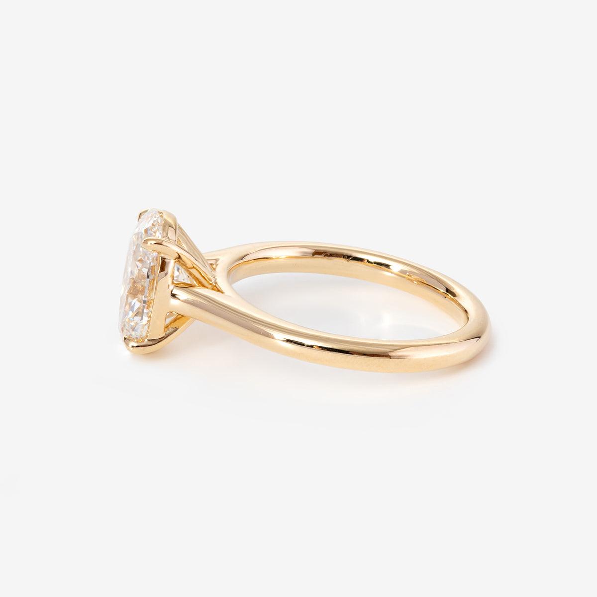 14K Yellow Gold 2 Carat Solitaire Diamond Ring with Oval Cut Lab Diamond Cathedral Setting