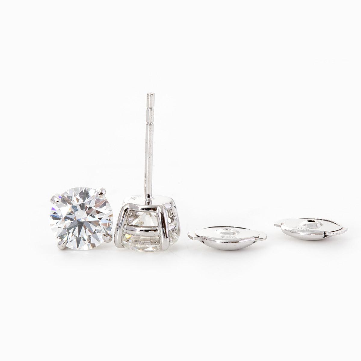 14K White Gold Big Earrings – 2 ct tw Lab Diamond Basket Studs