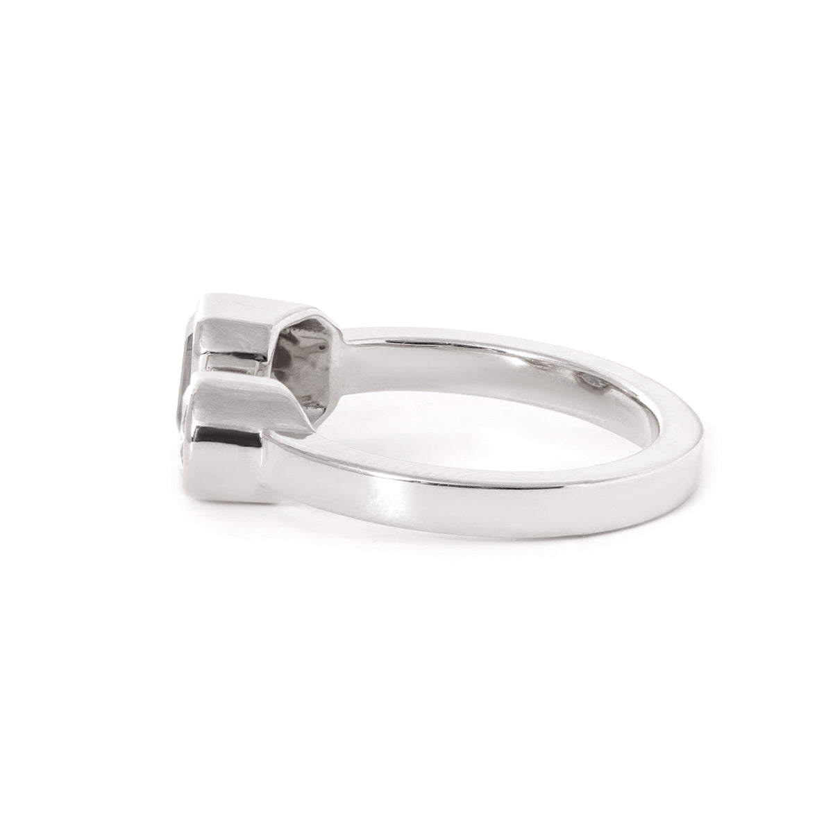 14K Rose Gold Emerald Cut Lab Sapphire and Old European Cut Lab Diamond Toi et Moi Ring 14K White Gold 1ct emerald cut lab sapphire & 0.5ct old european cut lab diamond DEF VS