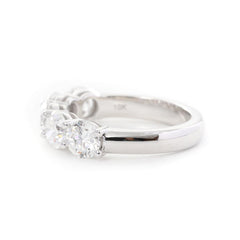 14K White Gold 5-Stone Round Diamond Cocktail Ring with Smooth Ring Cut Design