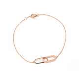 14K Rose Gold Round Lab Diamond Toi et Moi Pendant Chain Bracelet
