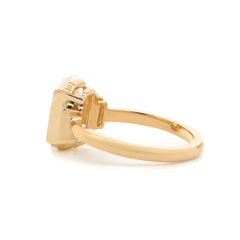 14K Yellow Gold 3.01ct Emerald Cut Lab Diamond Three-Stone Ring