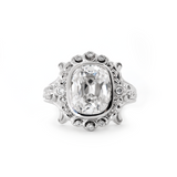 Platinum 4.5ct Elongated Lab Diamond Antique-inspired Ring