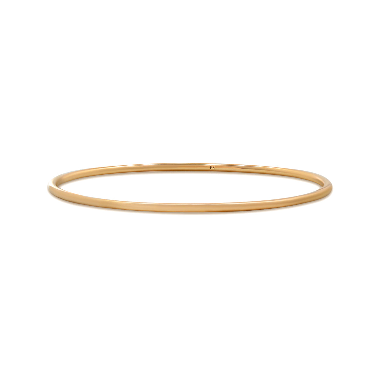 14K Yellow Gold Hollow Tube Bangle Bracelet