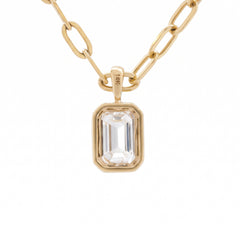 14K Yellow Gold 2.15ct Emerald-Cut Lab Diamond Bezel Pendant  (Chain excluded)