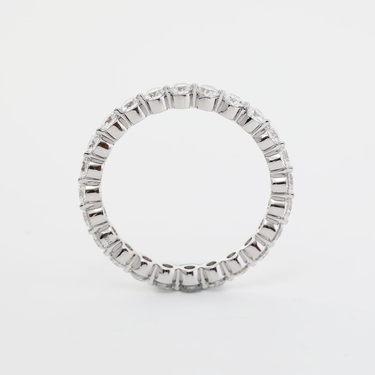 14K White Gold Round Cut Lab Diamond Eternity Ring