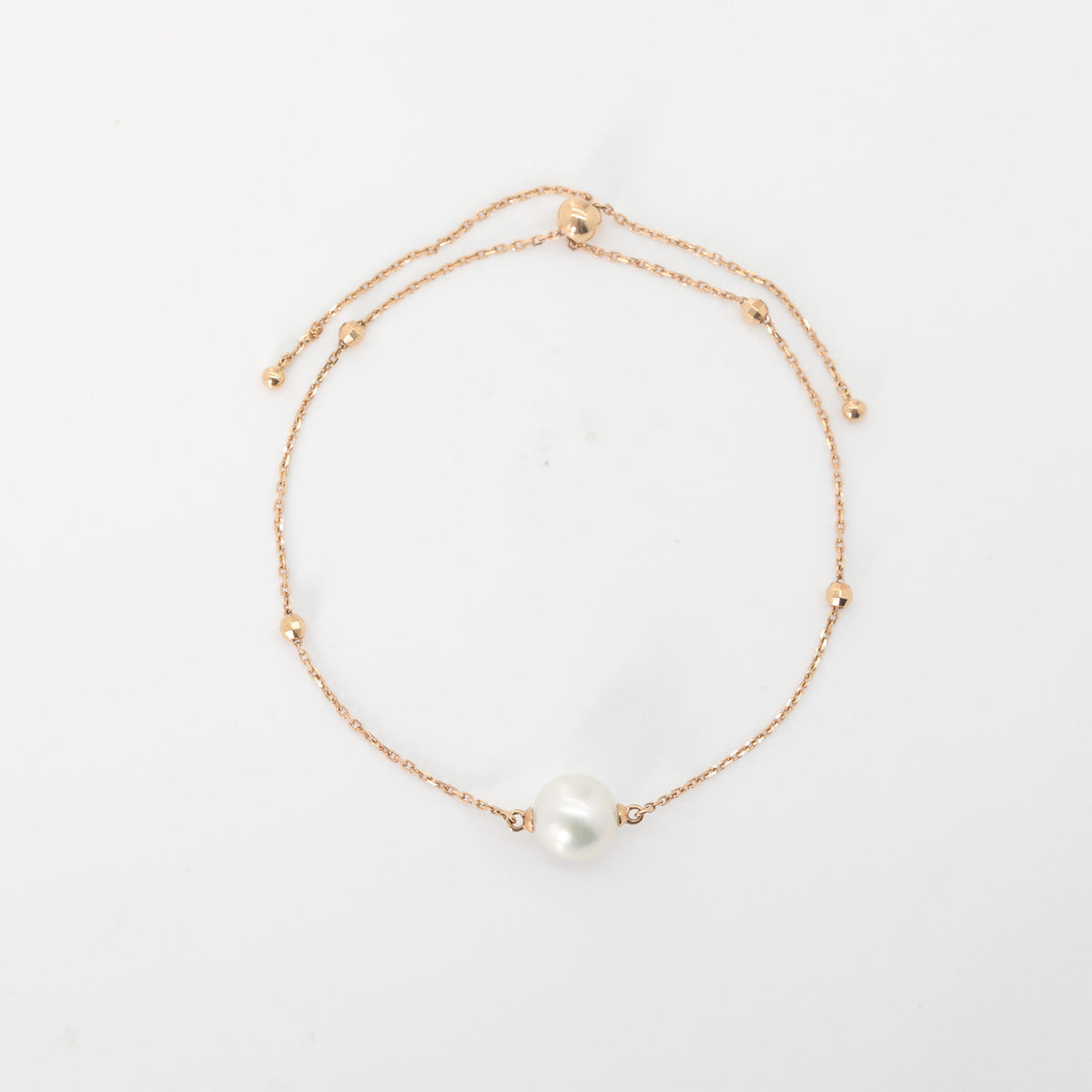 18K Yellow Gold Freshwater Pearl Chain Bracelet