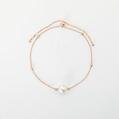 18K Yellow Gold Freshwater Pearl Chain Bracelet