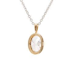 14K Yellow Gold 1.929ct Oval Crushed Ice-Cut Lab Diamond Bezel Pendant  (Chain excluded)