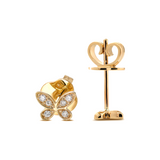 14K Yellow Gold Round Lab Diamond Butterfly Stud Earrings