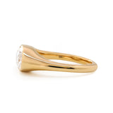 14K Yellow Gold 2ct Elongated Oval Old Mine Cut Lab Diamond Bezel Solitaire Ring