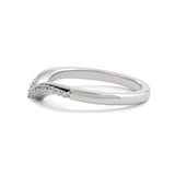 14K White Gold Round Lab Diamond V-shape Millegrain Wedding Ring