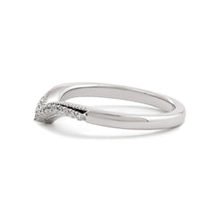 14K White Gold Round Lab Diamond V-shape Millegrain Wedding Ring
