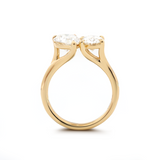 18K Yellow Gold Oval and Pear Lab Diamond Toi et Moi Ring