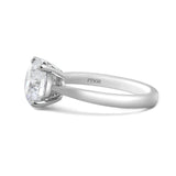 Platinum 3ct Round Lab Diamond 4 Round Prong Basket Solitaire Ring with Tapered Band Design