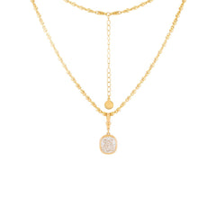 5 CT Elongated Cushion Cut Lab Diamond Bezel Pendant Necklace with Adjustable Beaded Chain