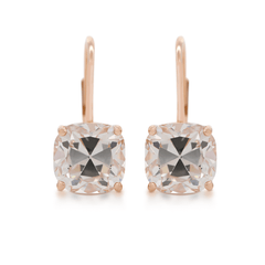 Old Mine Cut Lab Diamond Basket Setting Leverback Earrings