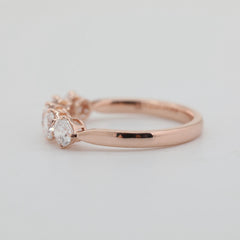 10K Rose Gold Old European Cut Lab Diamond 5 Stone Ring
