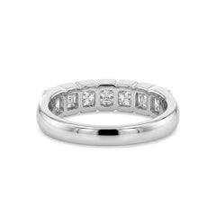 Platinum Asscher Cut Lab Diamond Bezel 7-Stone Ring
