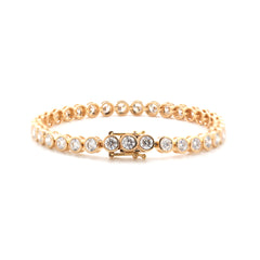 10K Yellow Gold Round Cut Lab Diamond Bezel Tennis Bracelet