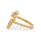 14K Yellow Gold Round Diamond Bezel Ring in J initial-inspired Design