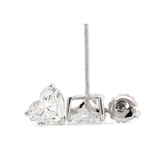 Cherished Moments 14K White Gold Stud Earrings with 2 ct tw Heart Shaped Lab Diamond and Basket Setting