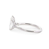 14K White Gold 2ct Pear Cut Lab Diamond Ring with Twist Pave Band and Floral Basket Head Design