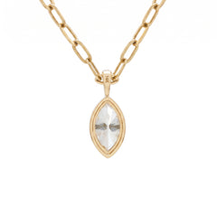 14K Yellow Gold 1.93ct Marquise-Cut Lab Diamond Bezel Pendant  (Chain excluded)