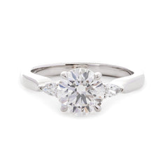 14K Yellow Gold Three Stone Oval Engagement Ring – 1.5ct Lab Diamond Design