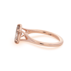 14K Rose Gold 1ct Oval Old Mine Cut Brown Lab Diamond 6 Claw Prong Cathedral Setting Solitaire Ring