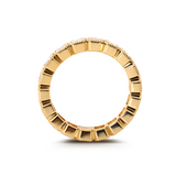 18K Yellow Gold Asscher Cut Lab Diamond Millegrain Bezel Eternity Ring